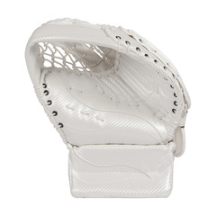 White ice hockey goalie catch glove isolated on white background.