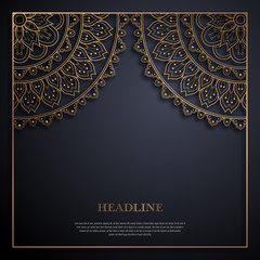 Gold and black greeting card template in retro style. Great design for any purposes: invitation, flyer, menu, brochure or leaflet