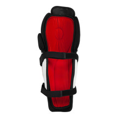 Naklejka premium White ice hockey shin pads isolated on white background.