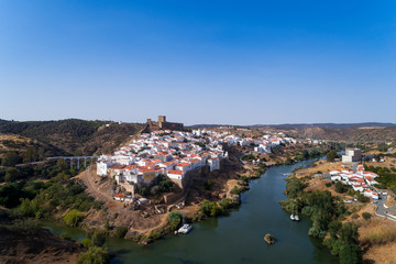 Aerial view of the traditional village of Mértola, in Alentejo, Portugal.