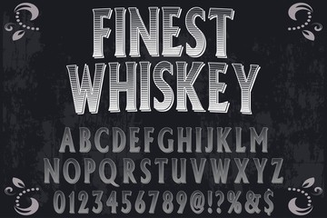 Fototapeta na wymiar Typeface alphabet Font Script handcrafted handwritten vector finest whiskey.Shadow Effect.vintage Hand Drawn.Retro Typography.Vector Illustration
