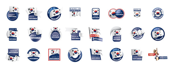 South Korean flag, vector illustration on a white background - obrazy, fototapety, plakaty