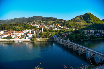 Fototapeta na wymiar The Ottoman Mehmed Pasa Sokolovic Bridge over Drina river in Visegrad, Bosnia and Herzegovina.