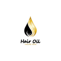 hair oil essential logo with drop oil and hair logo symbol-vector