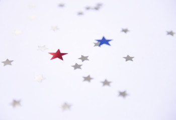 silver star confetti with red and blue star