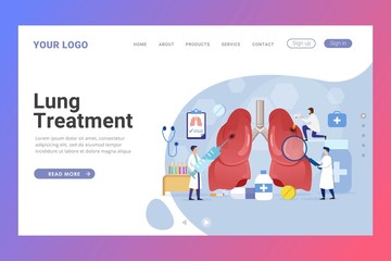 Landing page template Lung respiratory system examination and treatment design concept vector illustration