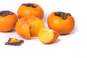 persimmon fruit isolated on white