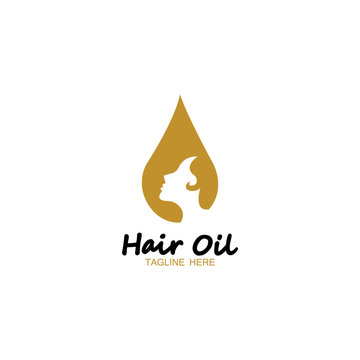 Hair Oil Essential Logo With Drop Oil And Hair Logo Symbol-vector