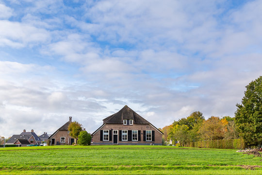 Traditional Dutch farm house in Windeshiem near Zwolle, Overijssel in the Netherlands