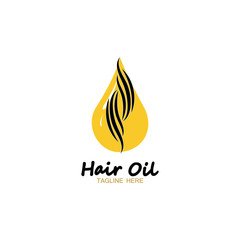 hair oil essential logo with drop oil and hair logo symbol-vector