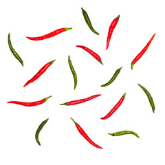 Obraz premium Hot pepper pods isolated on white