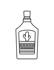 tequila bottle, traditional Mexican drink in white background