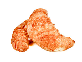 Fresh bread croissant isolated on a white background, Baked butter and powder , bakery and Dessert concept