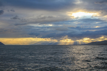 Beautiful view of Lake Geneva near the city of Montreux, Switzerland