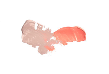 Paint Brush Stroke Texture Background Coral Pink Watercolor Spot Blotch with copy space for text