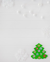 Christmas decoration balls and garland on a white background. Christmas composition.