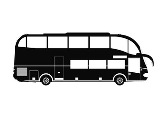Coach silhouette. Side view of tourist coach. Flat vector.