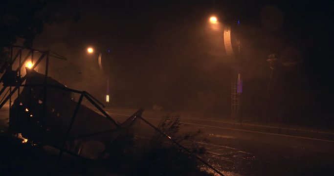 Strong Hurricane Wind And Rain Rip Through City At Night - Soudelor