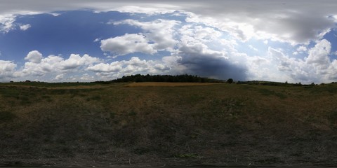 Dark clouds over the fields Spherical HDRI panorama