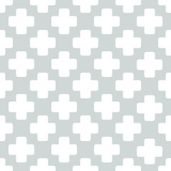 Seamless pattern vector, repeating white plus on dray background. Trend modern design pattern background.