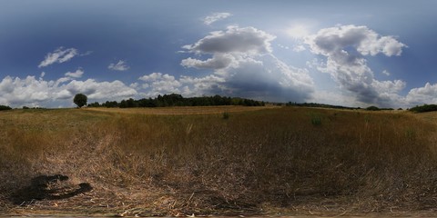 Dark clouds over the fields Spherical HDRI panorama