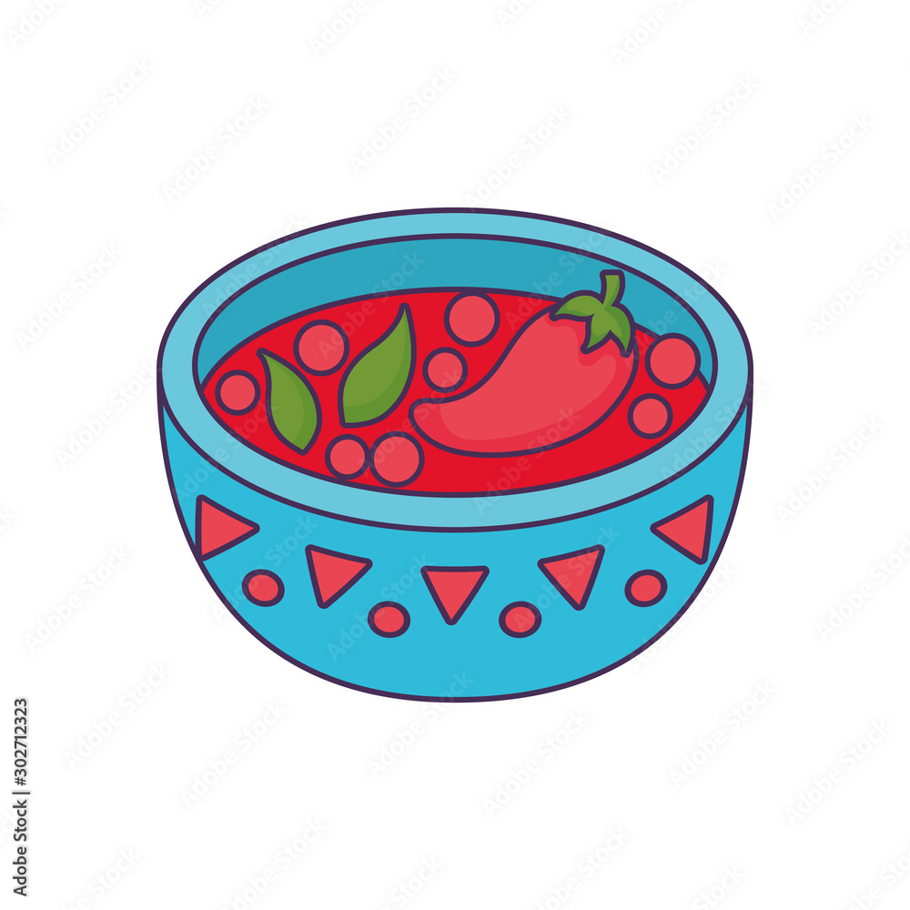 Sticker traditional mexican cuisine soup on white background