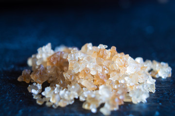 Macro of white sugar and brown sugar