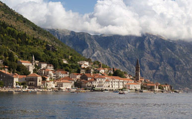 Fototapeta na wymiar Boka Kotorska Bay in Montenegro. Perast