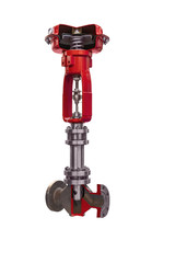 modern shut-off valve with automatic control for a gas pipeline isolated on white background. Cross section