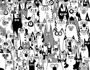  A lot of the most varied painted cats creating a background