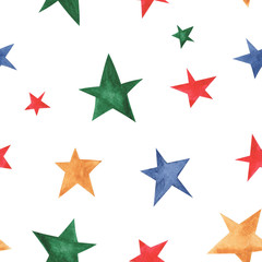 pattern of watercolor colourful stars