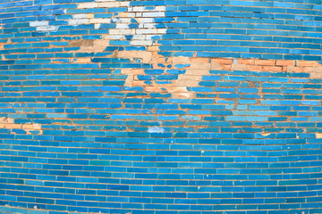 Turquoise Colored Brick Wall in Uzbekistan Background, Texture or Pattern