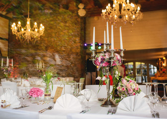 Festive table set - wedding decorated