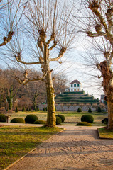 Fototapeta na wymiar Park Barockschloss Diesbar-Seußlitz Frühling, Winter- Meißen, Sachsen