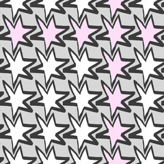 Vector seamless pattern with geometric brush strokes elements. Memphis geometric outline trendy modern style. 