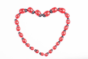 Naklejka premium Red ladybug isolated on white background.Kids toy