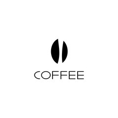 Coffee isolated vector logo, word and bean illustration. Design for print, stamp, logotype