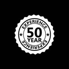 50 years experience with ribbon sign isolated on black background