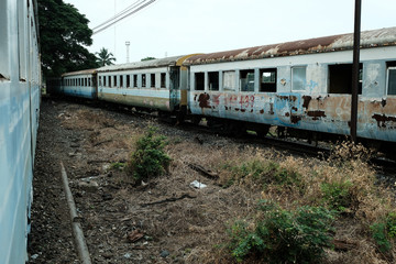 Obraz premium Useless Train anchoring in the train park.