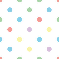 Seamless polka dot pattern in different colors. Colorful theme. Sipmle flat vector wallpaper.