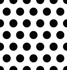 Seamless polka dot pattern in triangular arrangement. Black dots on white background. Vector illustration