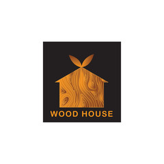 Modern and simple logo of wood house design vector