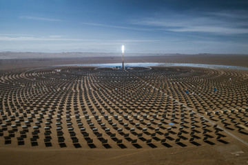 Fototapeta premium Aerial view of solar thermal power plant