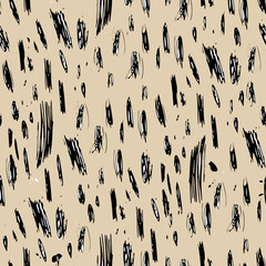 Vector seamless pattern with geometric brush strokes elements. Memphis geometric outline trendy modern style. 