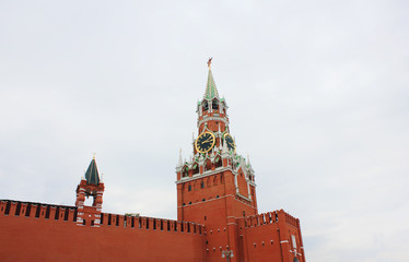 Moscow's Kremlin with Spasskaya Tower on the Red Square in Moscow, Russia 