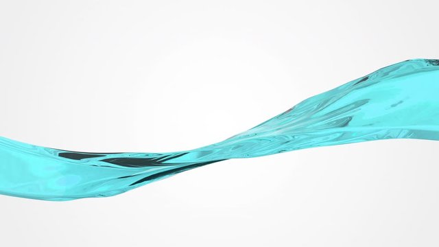 3D color liquid water or paint line on white background. 4k render animation footage. Green screen.