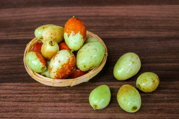 jujube or chinese date  on wooden background