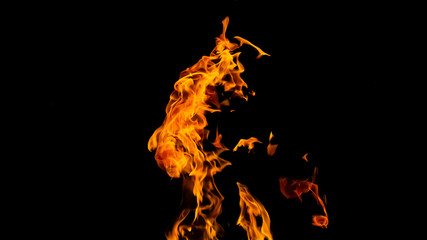 Fire flames on black background. fire on black background isolated. fire patterns