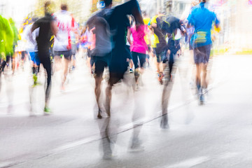 marathon runners in the city
