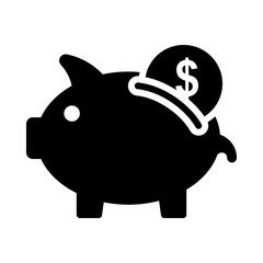 Piggy Bank Vector illustration. Quality design element Glyph Style. Editable stroke.